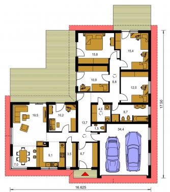 Mirror image | Floor plan of ground floor - BUNGALOW 159